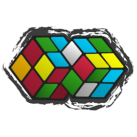 stylistic logo of a Rubik's cube